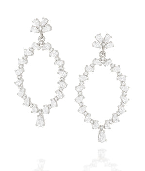 RHODIUM PLATED EARRING WITH ZIRCONIA