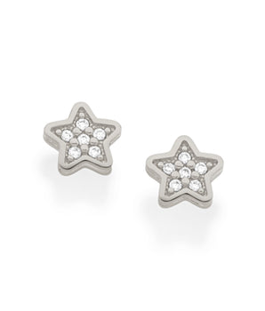 RHODIUM TINY STAR STUD EARRINGS
