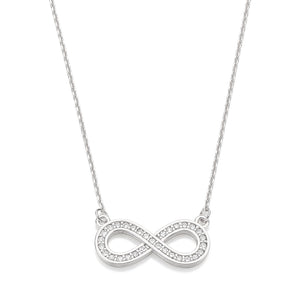 RHODIUM PLATED CHAIN WITH ZIRCONIA