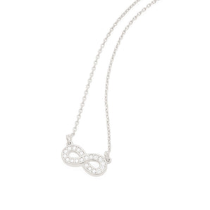 RHODIUM PLATED CHAIN WITH ZIRCONIA