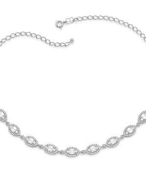 RHODIUM PLATED CHAIN WITH ZIRCONIA