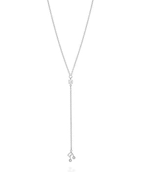 RHODIUM PLATED CHAIN WITH ZIRCONIA