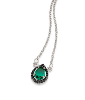 RHODIUM PLATED CHAIN WITH ZIR AND CRISTALS WITH APLICATION RHODIUM BLACK