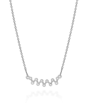 RHODIUM PLATED CHAIN WITH ZIRCONIA