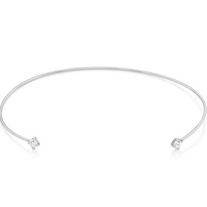 RHODIUM PLATED CHAIN WITH ZIRCONIA