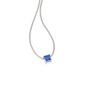 RHODIUM PLATED CHAIN WITH ZIRCONIA