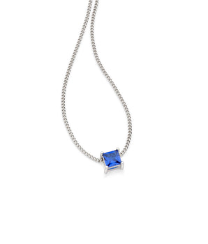 RHODIUM PLATED CHAIN WITH ZIRCONIA