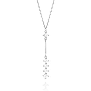 RHODIUM PLATED CHAIN WITH ZIRCONIA