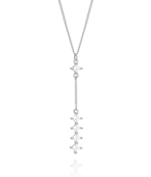 RHODIUM PLATED CHAIN WITH ZIRCONIA