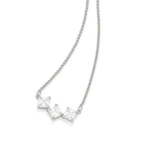 RHODIUM PLATED CHAIN WITH ZIRCONIA