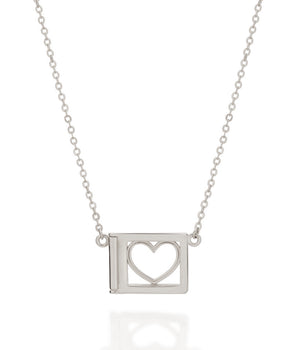 RHODIUM HEART PHOTO LOCKET NECKLACE