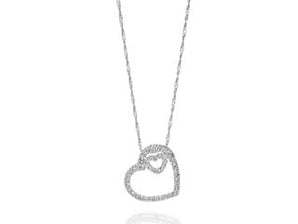 RHODIUM PLATED PENDANT WITH CRYSTAL