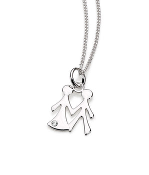 RHODIUM PLATED PENDANT WITH CRYSTAL