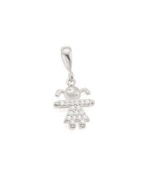 RHODIUM PLATED PENDANT WITH ZIRCONIA