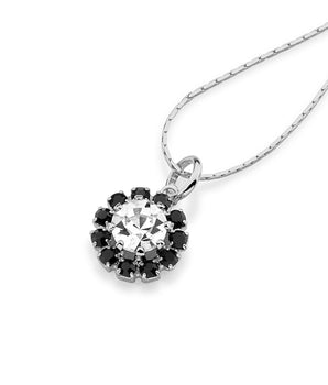 RHODIUM PLATED PENDANT WITH CRYSTAL