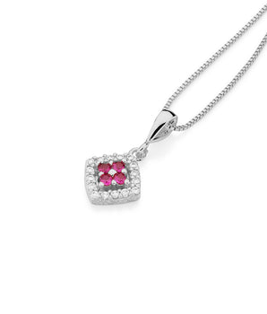 RHODIUM PLATED PENDANT WITH ZIRCONIA