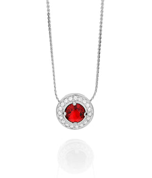 RHODIUM PLATED PENDANT WITH CRYSTAL AND ZIRCONIA