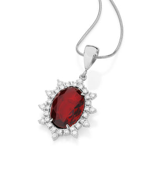 RHODIUM PLATED PENDANT WITH CRYSTAL AND ZIRCONIA