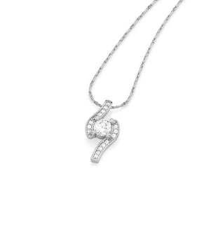 RHODIUM PLATED PENDANT WITH ZIRCONIA