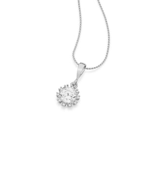 RHODIUM PLATED PENDANT WITH ZIRCONIA