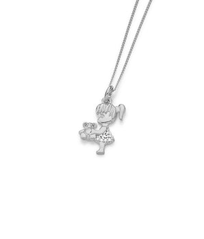 RHODIUM PLATED PENDANT WITH ZIRCONIA