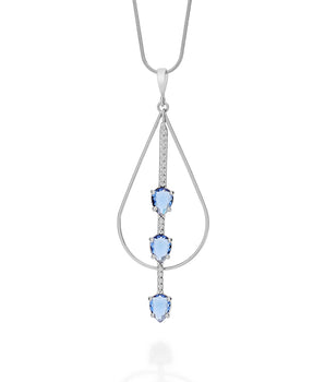 RHODIUM PLATED PENDANT WITH CRYSTAL