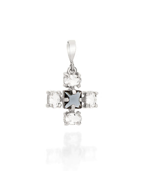 RHODIUM PLATED PENDANT WITH CRYSTAL