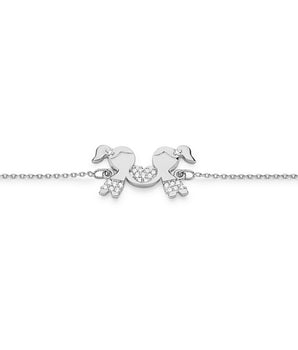 RHODIUM PLATED BRACELET WITH ZIRCONIA