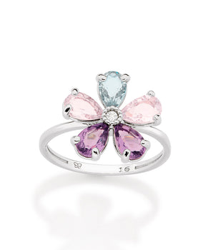 PLATINUM PINK FLOWER RING