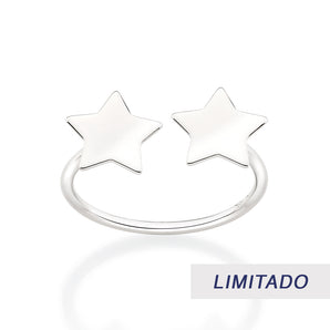 PLATINUM DOUBLE STAR ADJUSTABLE RING