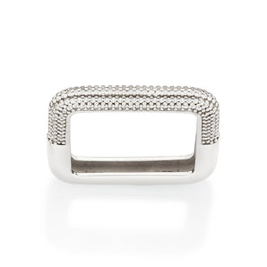 PLATINUM SQUARE STUDDED RING