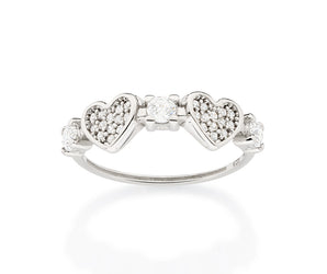 PLATINUM LOVELY HEART SKINNY RING