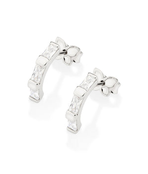PLATINUM GLISTENING MORNING SMALL HOOP EARRINGS IN WHITE