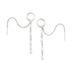 PLATINUM SHINNING RAIN DANGLY EARRINGS