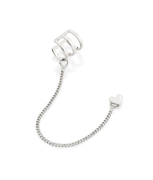PLATINUM HEART EAR CUFF CHAIN