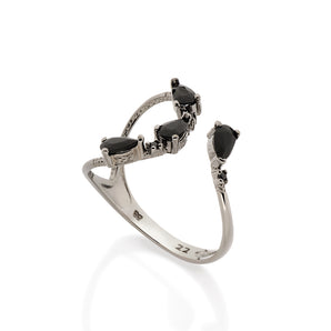 BLACK RHODIUM RING WITH CRYSTAL AND ZIRCONIA