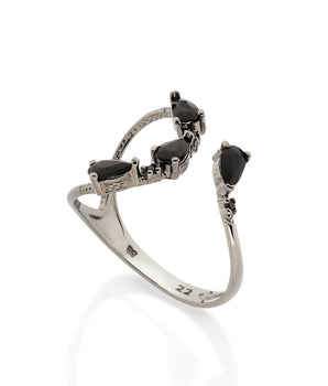 BLACK RHODIUM RING WITH CRYSTAL AND ZIRCONIA