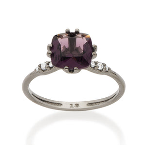 BLACK RHODIUM RING WITH CRYSTAL AND ZIRCONIA