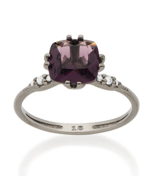 BLACK RHODIUM RING WITH CRYSTAL AND ZIRCONIA