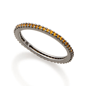 BLACK RHODIUM STUDDED SKINNY RING IN YELLOW