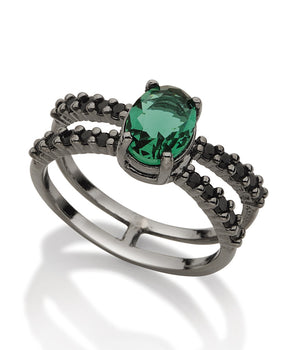 BLACK RHODIUM NIGHT RING IN GREEN