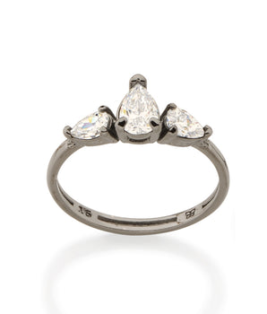 BLACK RHODIUM RING WITH ZIRCONIA