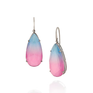 BLACK RHODIUM BICOLOR EARRING IN PINK AND BLUE