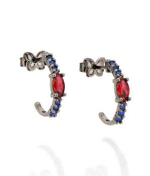 BLACK RHODIUM TWO COLORS HUGGIE EARRING