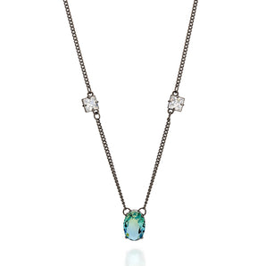 BLACK RHODIUM CHAIN WITH CRYSTAL AND ZIRCONIA