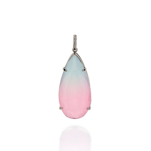 BLACK RHODIUM BICOLOR PENDANT IN PINK AND BLUE