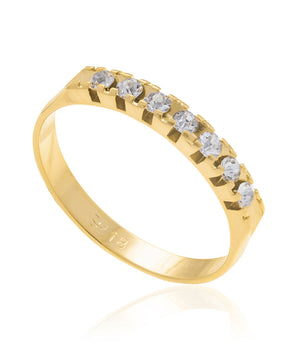 GOLD HALF WEDDING RING WITH CRYSTALS
