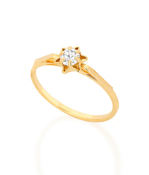 GOLD SOLITARY RING WITH CRYSTAL