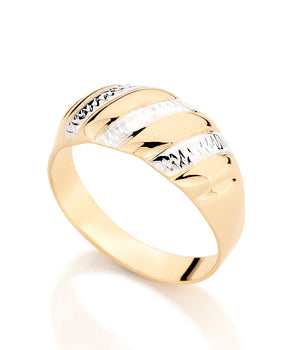 GOLD RING WITH RHODIUM APPLICATION