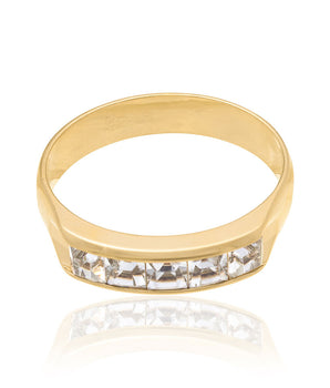 GOLD HALF WEDDING RING WITH CRYSTALS